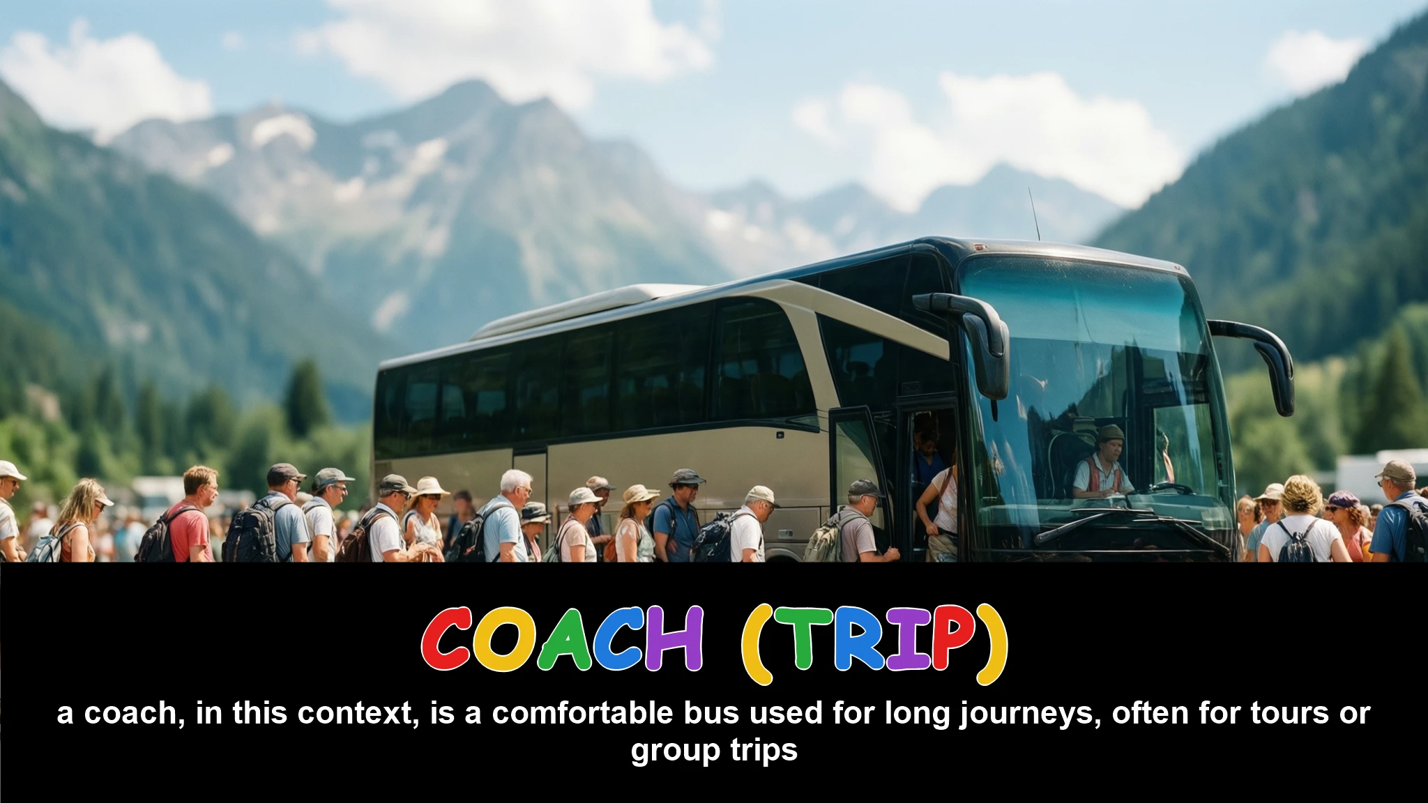 English Illustration for coach (trip)